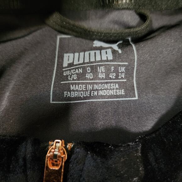 PUMA Velour Track Jacket Full-Zip Street Big Logo Y2K Black Size L 2292 - Picture 5 of 7